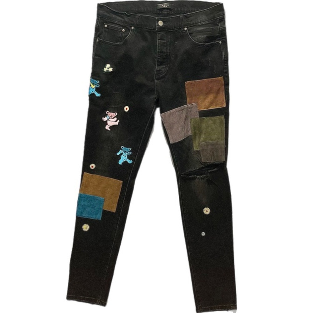 Amiri Jeans Men’s Size 36x32 Skinny Grateful Dead Thrasher Liquid Blue Patches